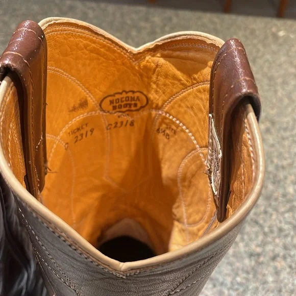 Nocona Boots Justin Western cowgirl leather brown pull on Boot size 6 1/2 - Picture 6 of 13